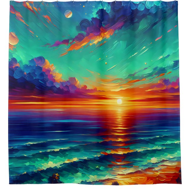 “Teal Tide: Ocean Sunset Glow” (Front)