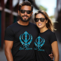 Teal Tie Dye Khanda Sikh Sikhism Symbol Black