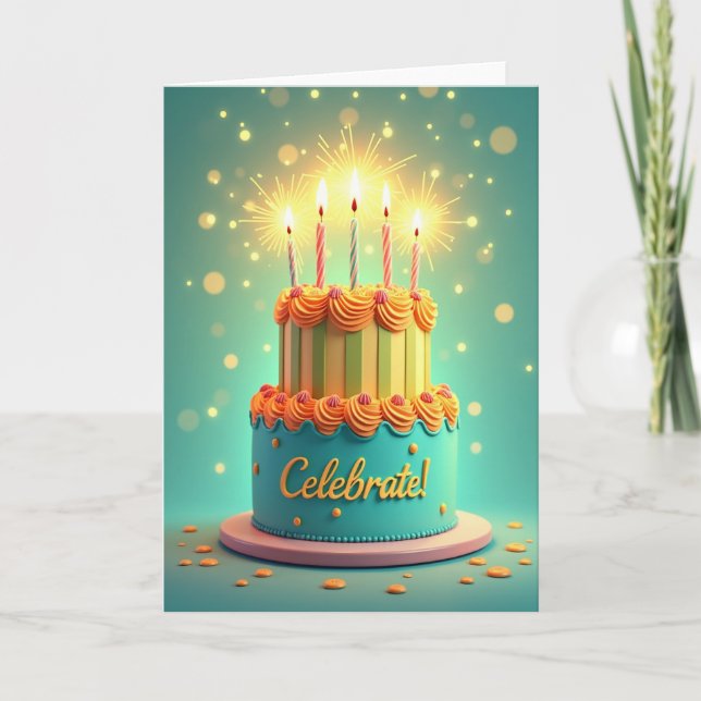 Teal Tiered Birthday Card (Front)
