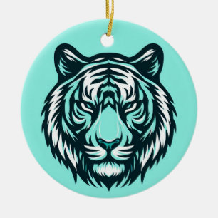 Teal Tiger Ceramic Ornament