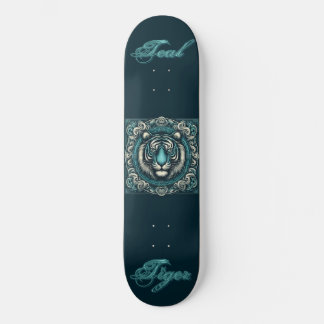 Teal Tiger in Scrolly Square Too Skateboard