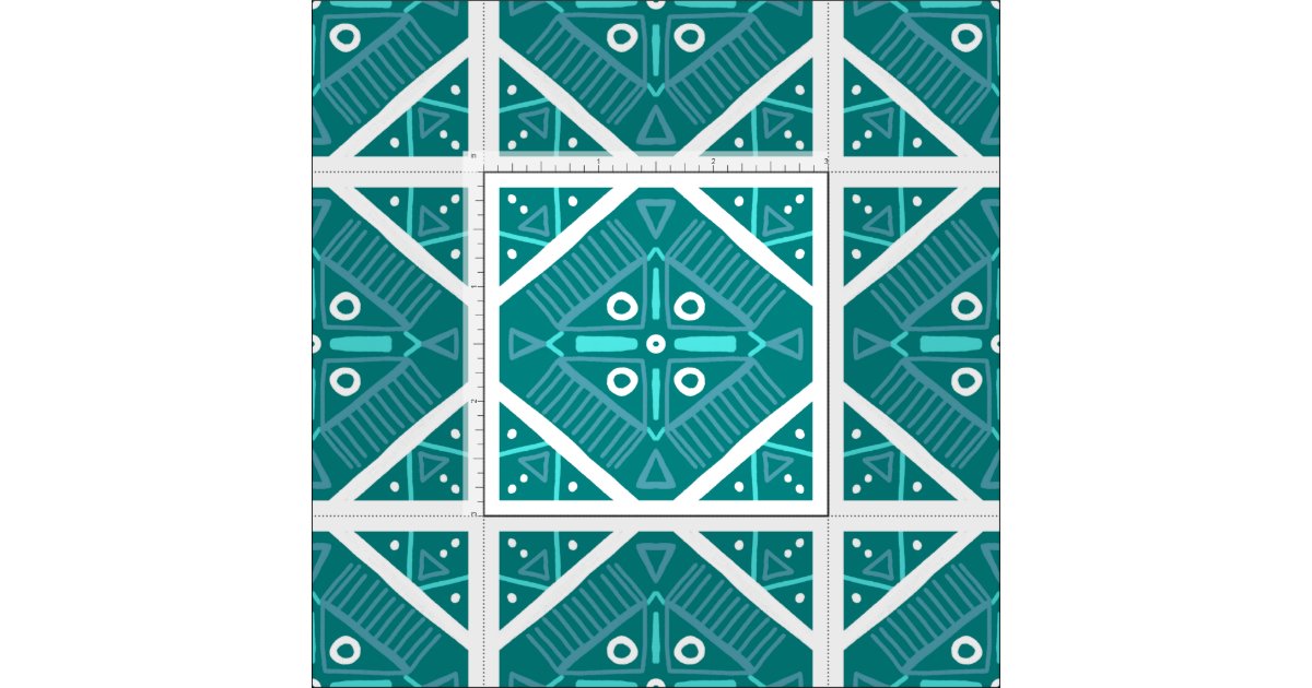 Teal Tile Geometric Pattern Fabric Zazzle.ca