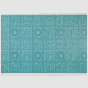 Teal Tile Pattern (by William Morris) Tissue Paper