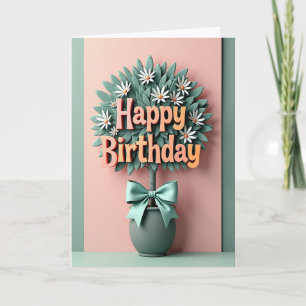 Teal Topiary Birthday Card