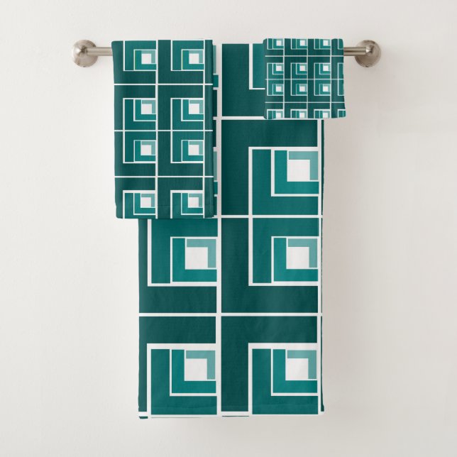 Teal Topsy Turvy  Bath Towel Set (Insitu)