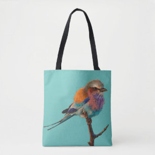 Teal tote bag Pretty song bird Lighthouse Route