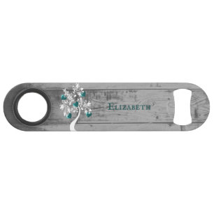 Teal Tree of Hearts Personalized Bottle Opener Bar Key