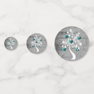 Teal Tree of Hearts Wedding Table Confetti