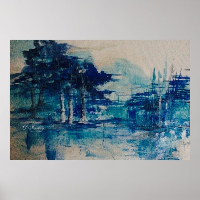 Teal Trees Stretched Canvas Print (Front)