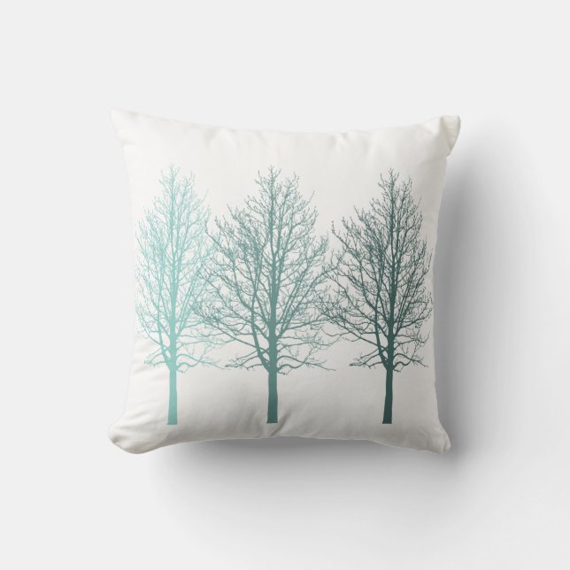 Teal Trees Throw Pillow (Front)