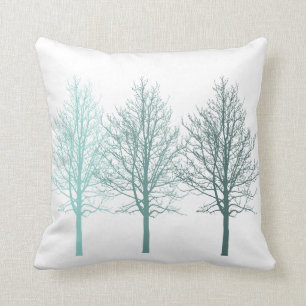 Teal Trees Throw Pillow