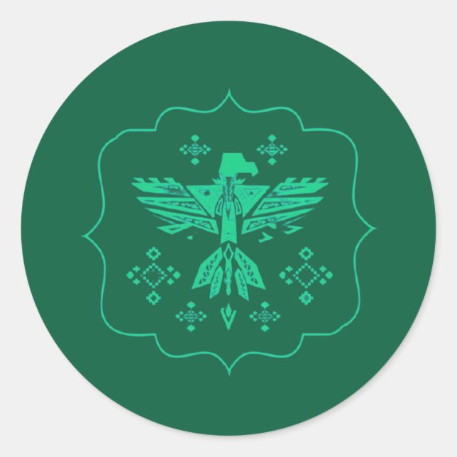 Teal tribal Eagle  Classic Round Sticker (Front)