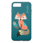 Teal Tribal Fox with Feather