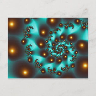 Teal Trippy Abstract Fine Art Fractal Postcard