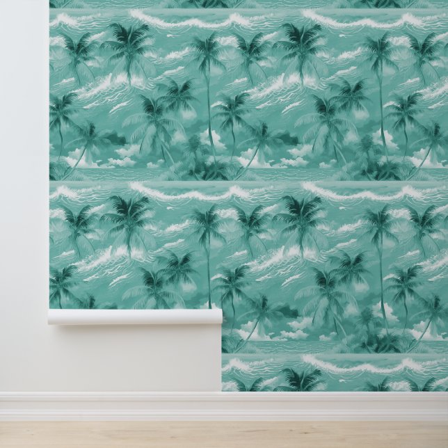 Teal Tropical coconut tree Wallpaper (Application)