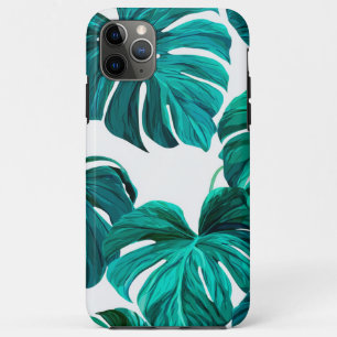 Teal Tropical Monstera Leaf Seamless Pattern Art iPhone 11 Pro Max Case