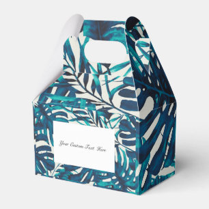 Teal Tropical Palm Leaves Summer Island Wedding Favor Box