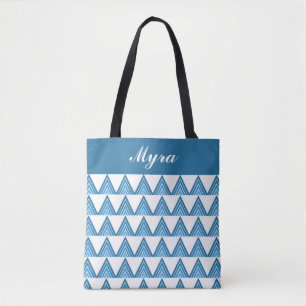 Teal Turquoise Aqua Geometrical Personalized Tote Bag