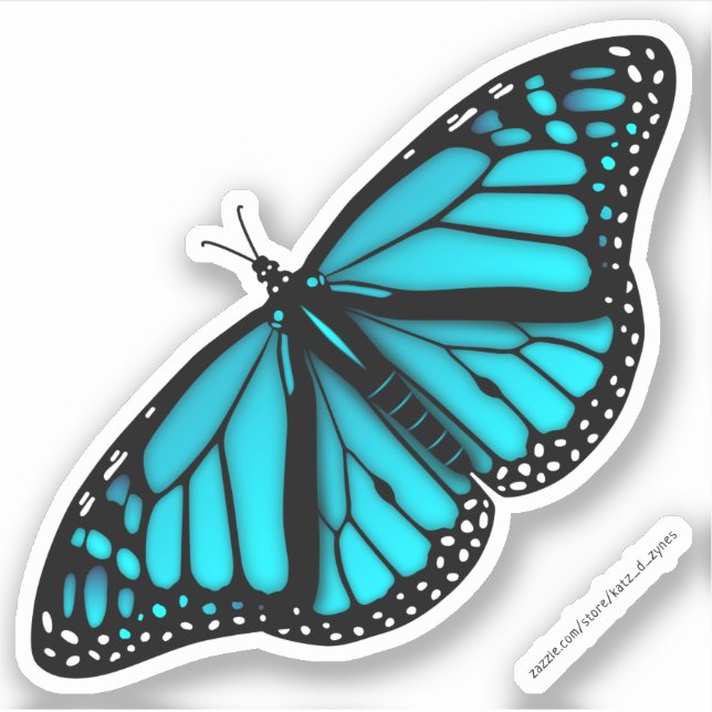 teal turquoise blue butterfly (Front)