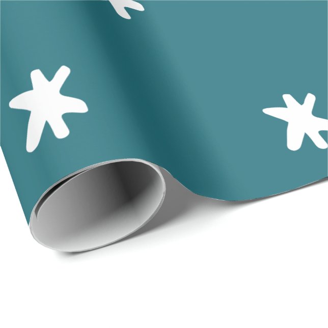 Teal Turquoise Blue Green Modern and White Pattern Wrapping Paper (Roll Corner)
