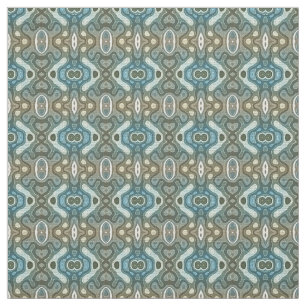 Teal Turquoise Blue Grey Brown Hip Orient Bali Art Fabric