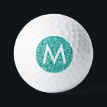 Teal Turquoise Blue Personalized Initial  Golf Balls<br><div class="desc">Teal Blue-Green Turquoise Faux Glitter Design on Custom-Printed Golf Balls with a Modern Monogram Initial,  perfect gift for the ladies and girls golf lovers.</div>