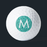 Teal Turquoise Blue Personalized Initial  Golf Balls<br><div class="desc">Teal Blue-Green Turquoise Faux Glitter Design on Custom-Printed Golf Balls with a Modern Monogram Initial,  perfect gift for the ladies and girls golf lovers.</div>