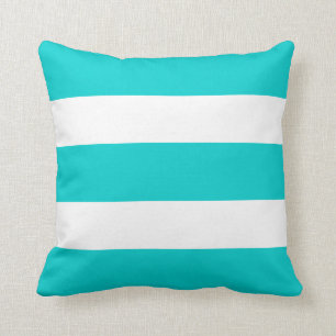 Teal Turquoise Blue Striped Beach Summer Outdoors  Throw Pillow