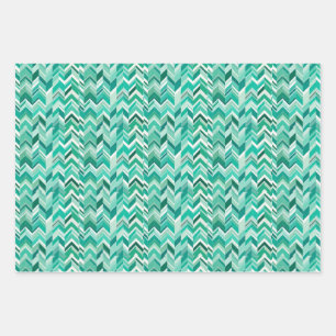 Teal Turquoise Chevron Wrapping Paper Sheet