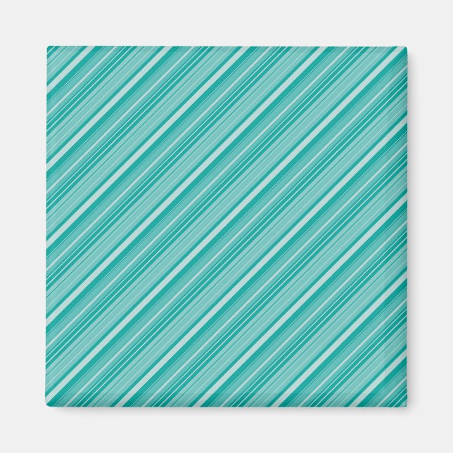 Teal Turquoise Diagonal Striped Pattern Gifts Magnet (Front)
