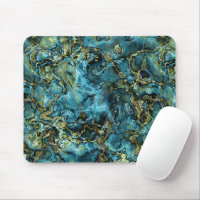 Teal Turquoise Faux Gold Minerals Agate Pattern