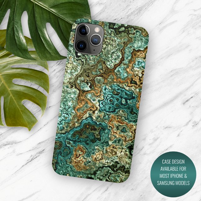 Teal Turquoise Gold Brown Minerals Marble Art Case-Mate iPhone Case (Creator Uploaded)