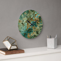 Teal Turquoise Gold Brown Minerals Marble Pattern