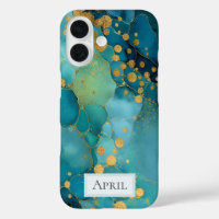 Teal, Turquoise & Gold Marble