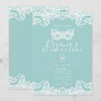 Teal Turquoise Lace Masquerade 15th Quinceañera  