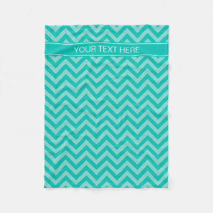Teal Turquoise LG Chevron Teal Name Monogram Fleece Blanket