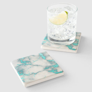 teal turquoise marble stone coaster