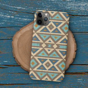 Teal Turquoise Orange Brown American Indian Art Case-Mate iPhone Case