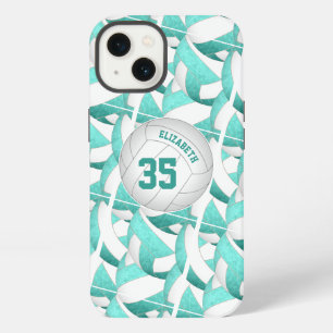 teal turquoise personalized girls volleyball iPhone 13 case