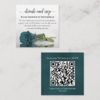 Teal Turquoise Rose Wedding Details & RSVP QR Code