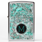 Teal Turquoise Silver Grey Granite Marble Pattern