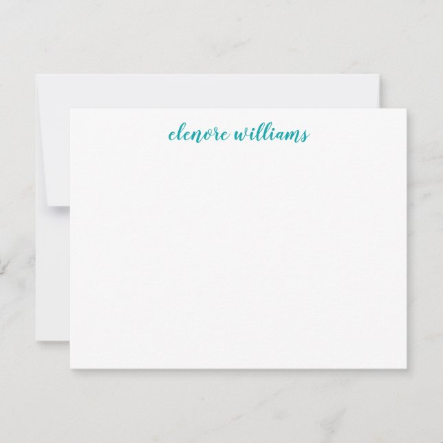 Teal Turquoise Stylish Modern Elegant Girly Script Card (Front)