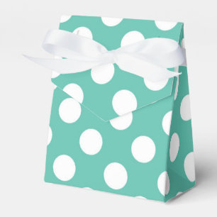 Teal Turquoise & White Polka Dots Birthday Party Favor Box