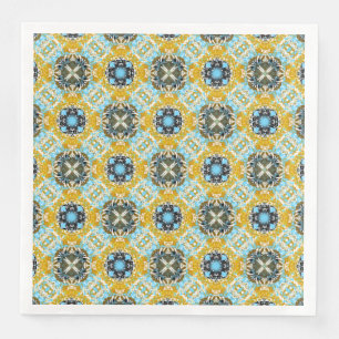 Teal, Turquoise, Yellow, & Grey Gemstones Pattern Napkin