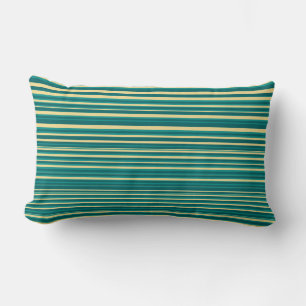 Teal Turquoise & Yellow Simple Modern Stripes Lumbar Pillow