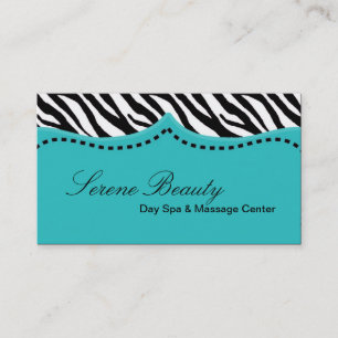 Teal Turquoise Zebra Print Animal Business Card