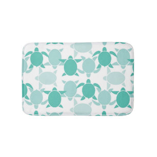 Teal Turtle Pattern Bath Mat