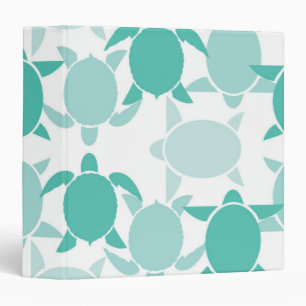 Teal Turtle Pattern Binder
