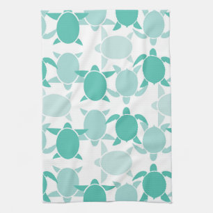 Teal Turtle Pattern Kitchen Towel