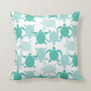 Teal Turtle Pattern Throw Pillow